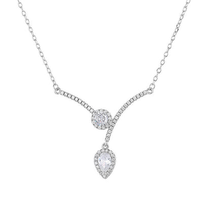 Elegant V-Shaped Zircon Water Drop Necklace