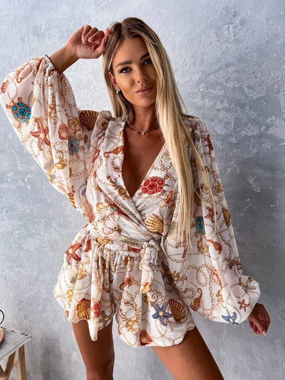 Sexy V-Neck Boho Jumpsuit for Women – Summer Casual Beach Romper