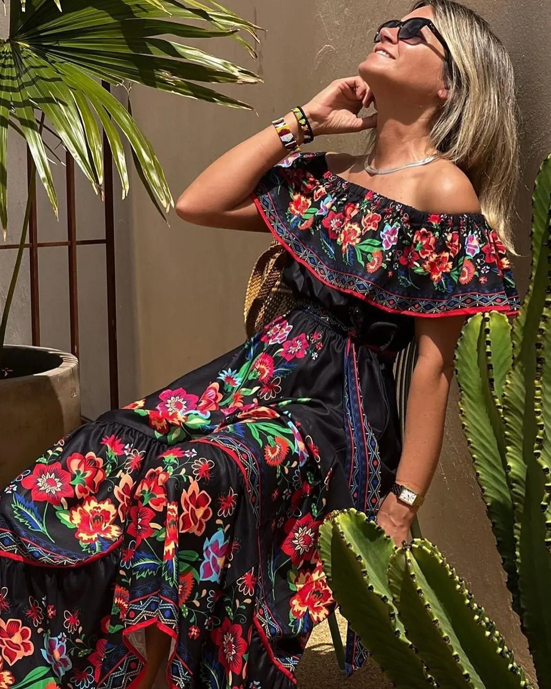 Elegant One-Shoulder Floral Maxi Dress