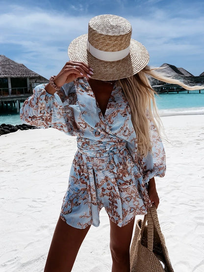 Sexy V-Neck Boho Jumpsuit for Women – Summer Casual Beach Romper