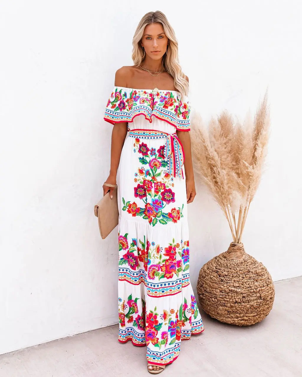 Elegant One-Shoulder Floral Maxi Dress