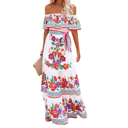 Elegant One-Shoulder Floral Maxi Dress