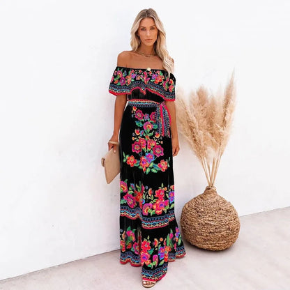 Elegant One-Shoulder Floral Maxi Dress