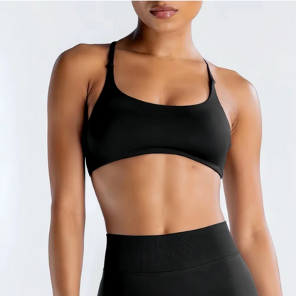 Seamless Twist Back Yoga Bra – Medium Support Fitness Crop Top