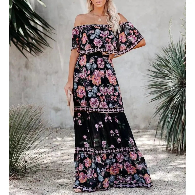 Elegant One-Shoulder Floral Maxi Dress