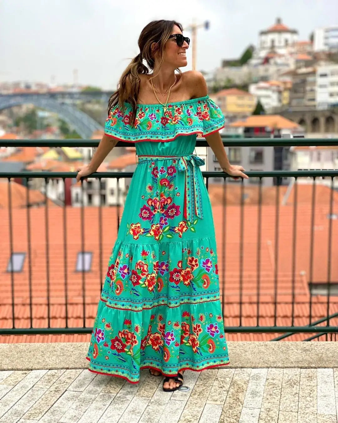 Elegant One-Shoulder Floral Maxi Dress