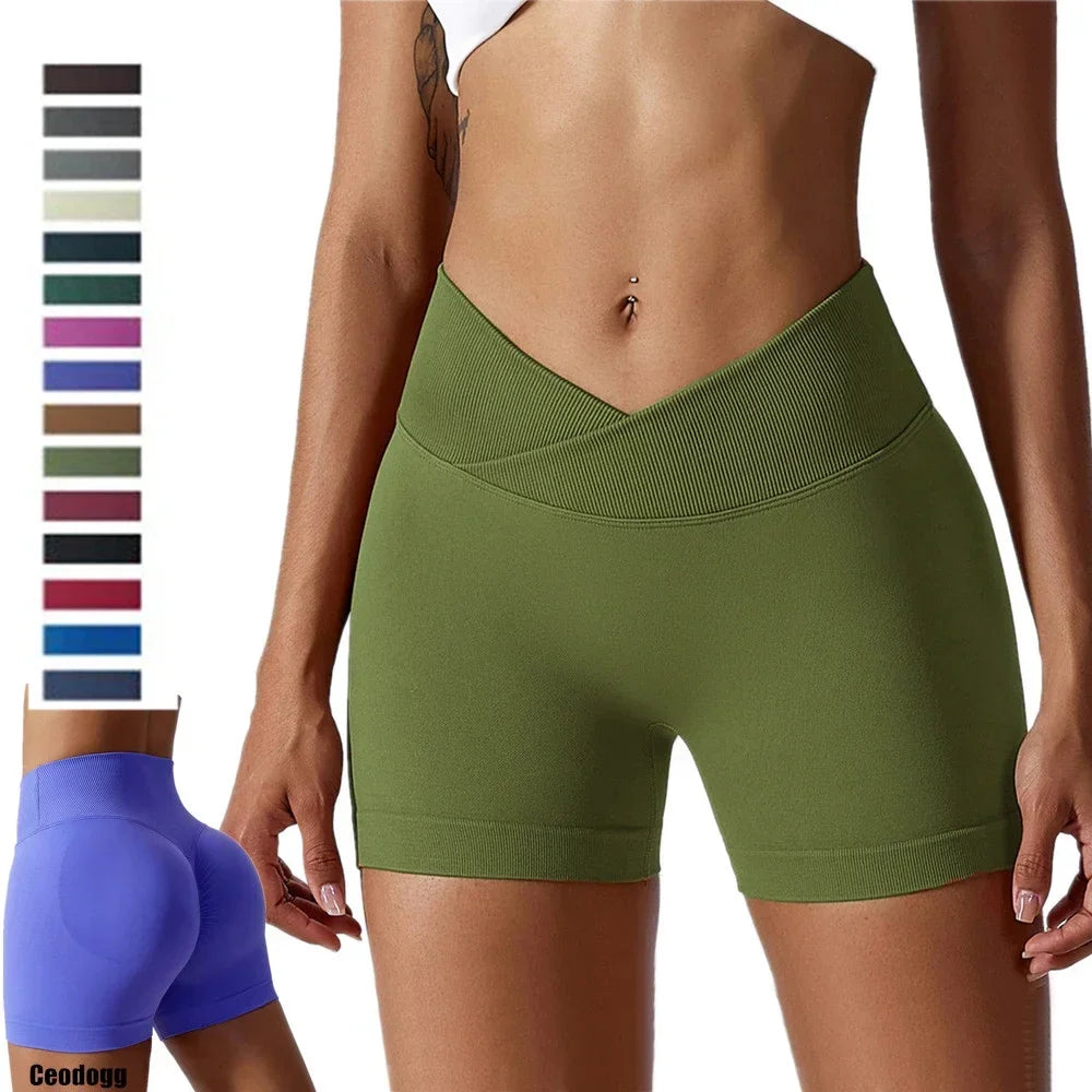 Women’s High Waist Scrunch Butt Yoga Shorts – Seamless Workout Fitness Leggings