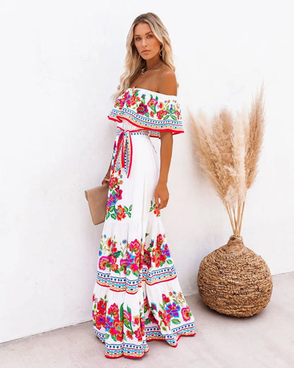 Elegant One-Shoulder Floral Maxi Dress