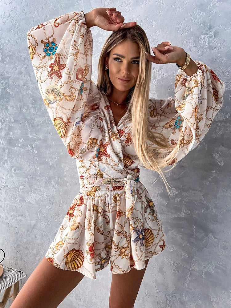 Sexy V-Neck Boho Jumpsuit for Women – Summer Casual Beach Romper