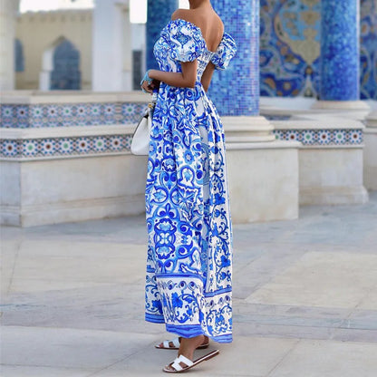 Bohemian Off-Shoulder Backless Dress – Chic & Sexy