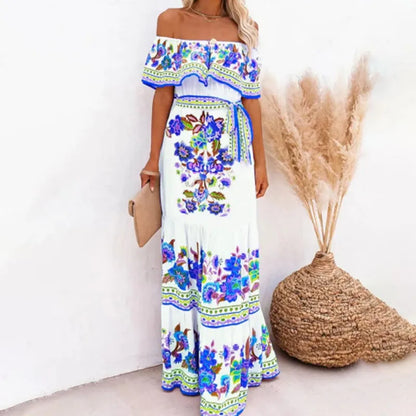 Elegant One-Shoulder Floral Maxi Dress