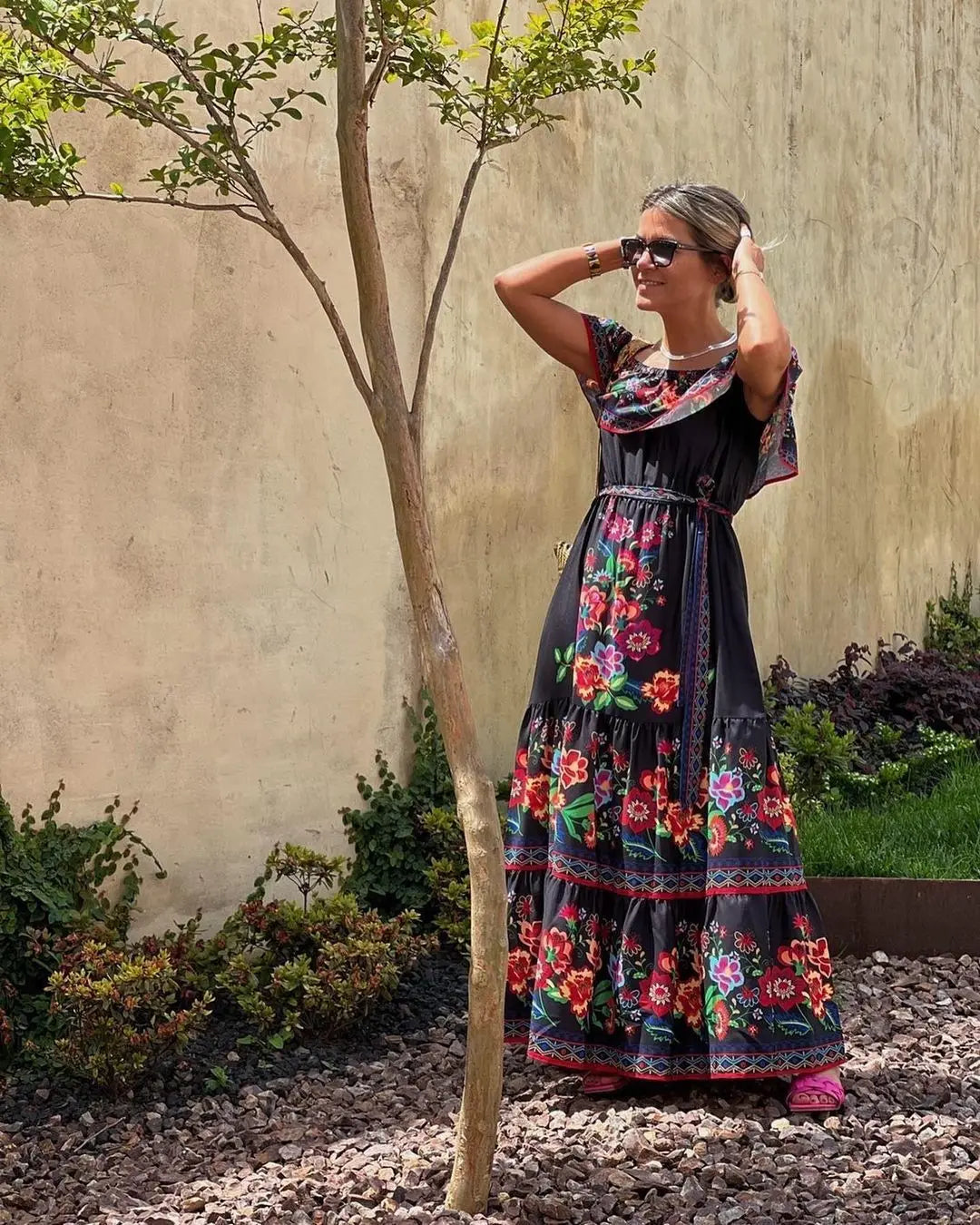 Elegant One-Shoulder Floral Maxi Dress