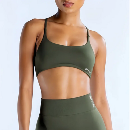 Seamless Twist Back Yoga Bra – Medium Support Fitness Crop Top