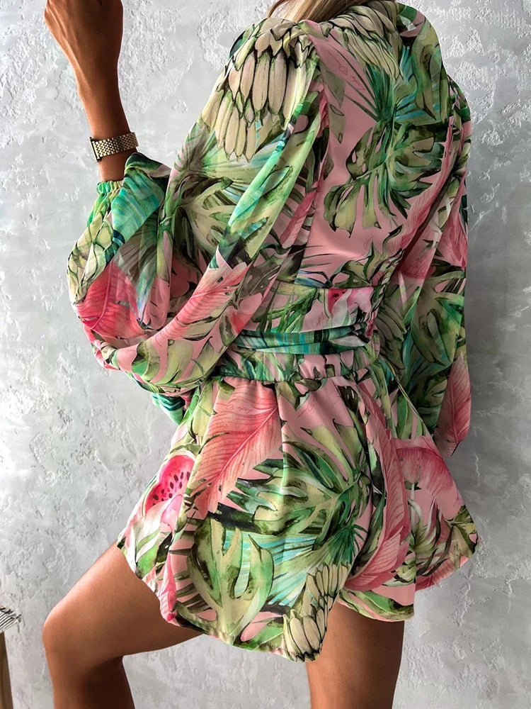 Sexy V-Neck Boho Jumpsuit for Women – Summer Casual Beach Romper