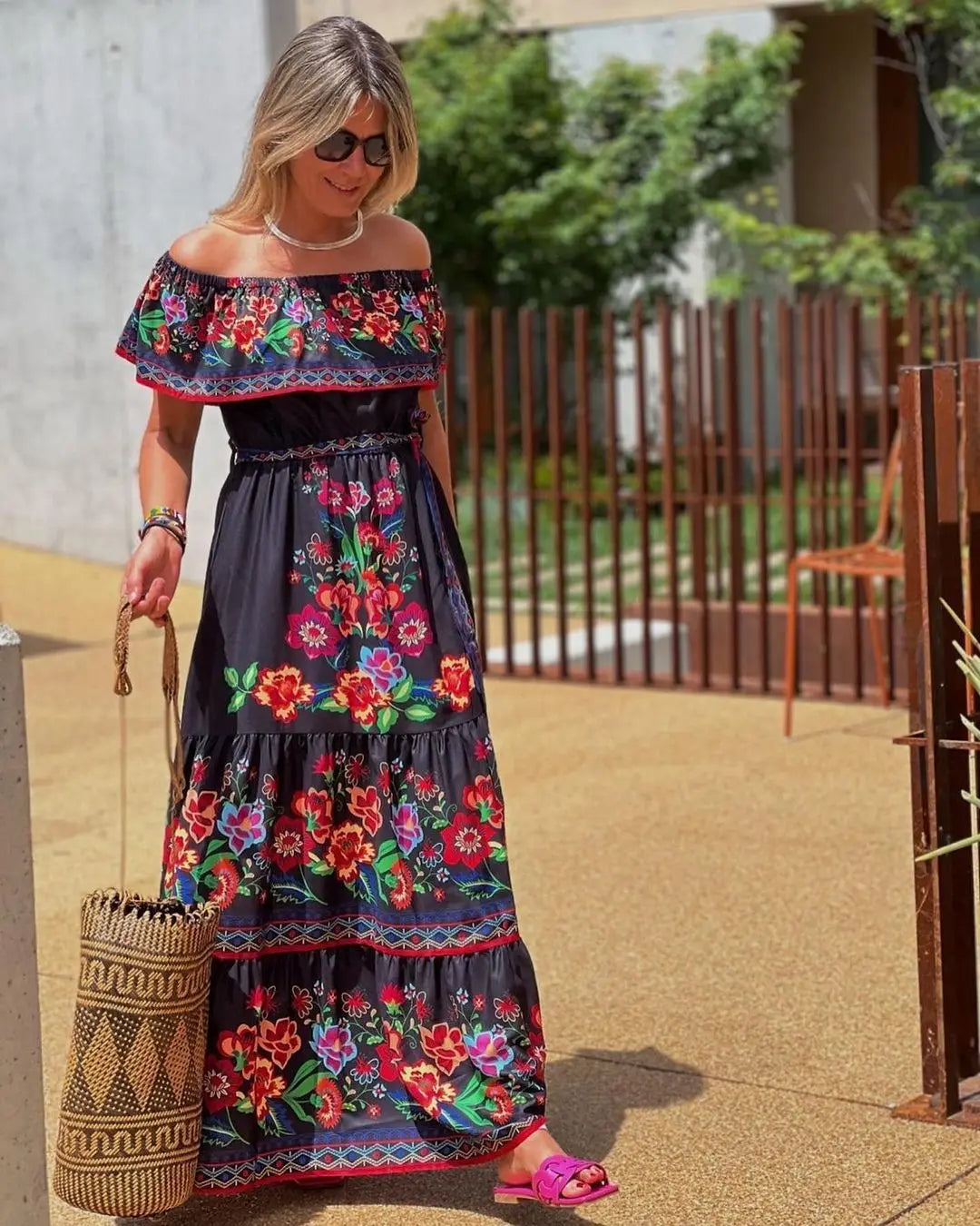 Elegant One-Shoulder Floral Maxi Dress