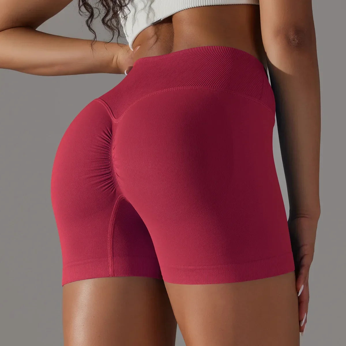 Women’s High Waist Scrunch Butt Yoga Shorts – Seamless Workout Fitness Leggings