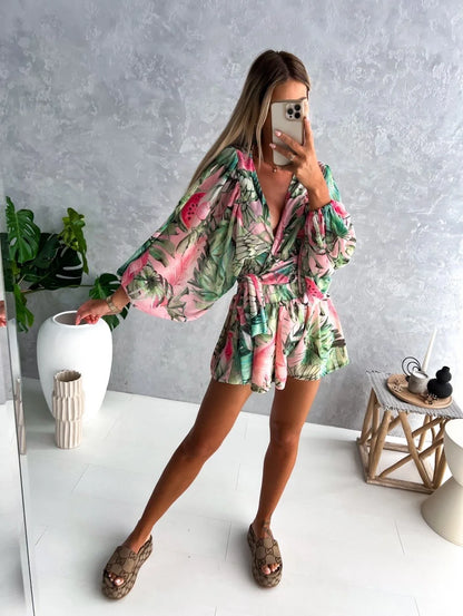 Sexy V-Neck Boho Jumpsuit for Women – Summer Casual Beach Romper