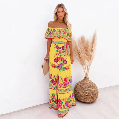 Elegant One-Shoulder Floral Maxi Dress